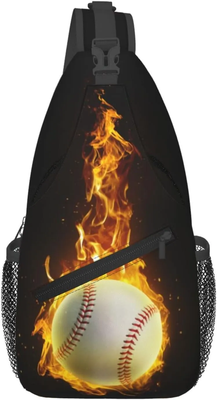Baseball Fire Chest Bags Crossbody Sling Bag Shoulder Bag Travel Hiking Daypack For Men Women