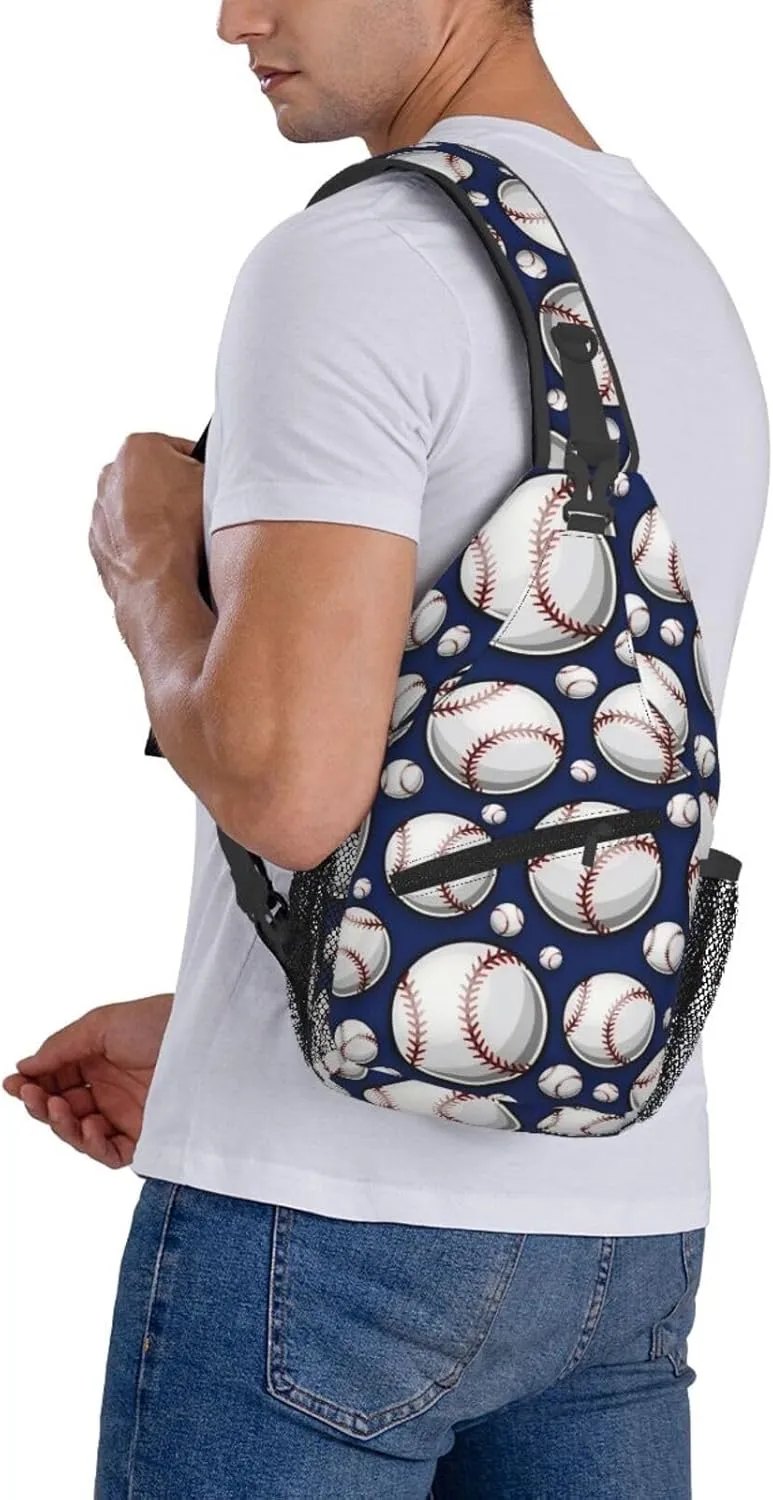 Baseball Pattern Chest Bags Crossbody Sling Bag Shoulder Bag Travel Hiking Daypack For Men Women