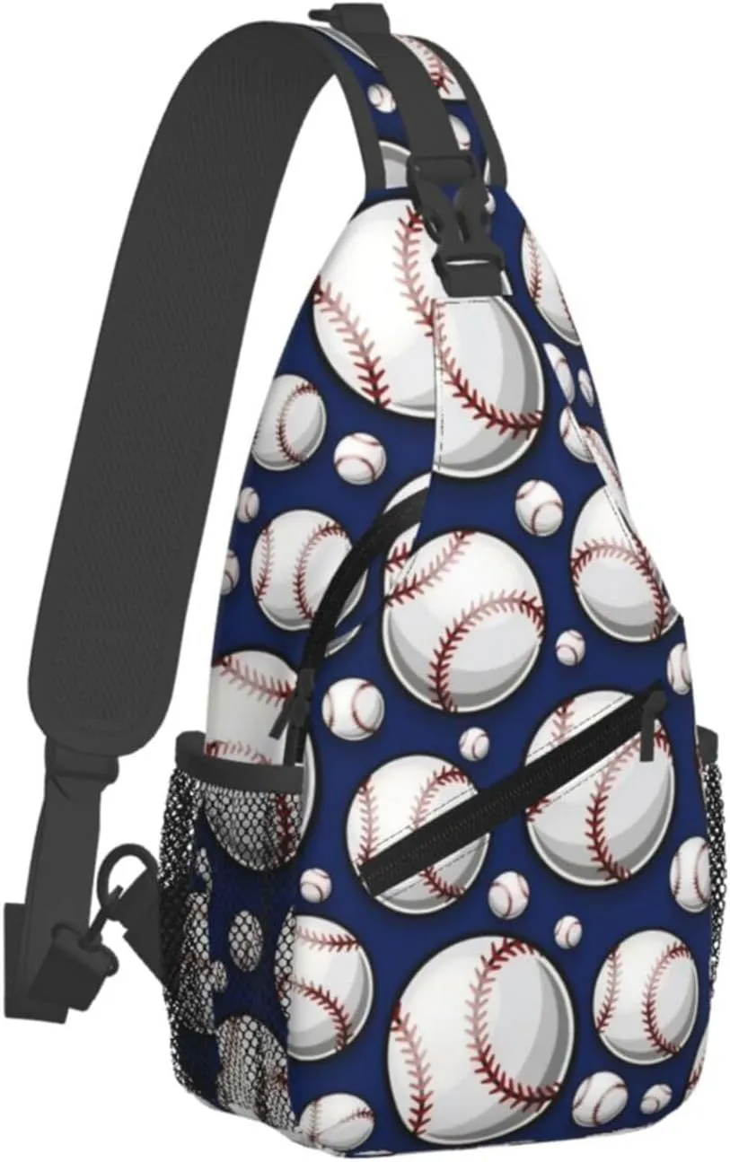 Baseball Pattern Chest Bags Crossbody Sling Bag Shoulder Bag Travel Hiking Daypack For Men Women