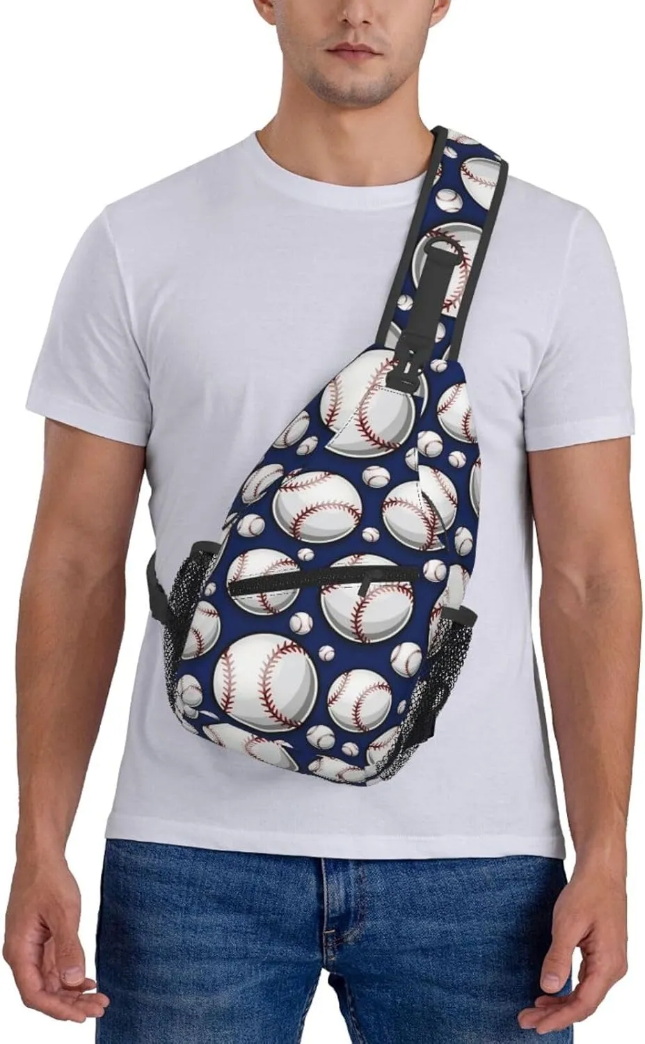 Baseball Pattern Chest Bags Crossbody Sling Bag Shoulder Bag Travel Hiking Daypack For Men Women