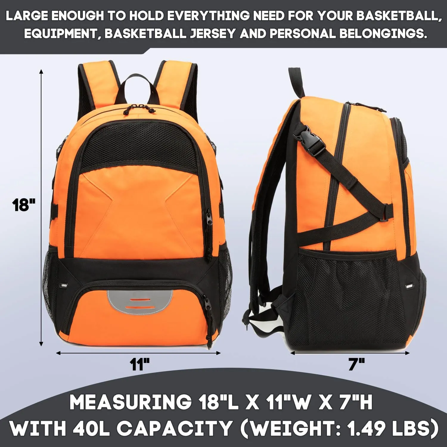 Basketball Bag Backpack, Large Capacity Sports Equipment Bags for Basketball, Soccer, and Volleyball.