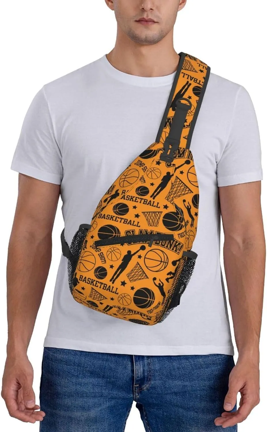 Basketball Hoop Basketball Net Dribble Jump Shot Chest Bags Crossbody Sling Bag Shoulder Bag Travel Hiking Daypack For Men Women