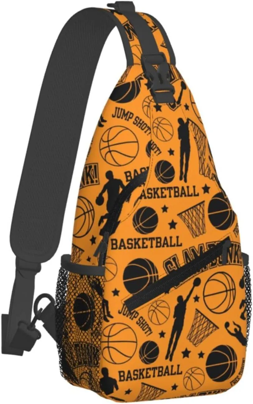 Basketball Hoop Basketball Net Dribble Jump Shot Chest Bags Crossbody Sling Bag Shoulder Bag Travel Hiking Daypack For Men Women