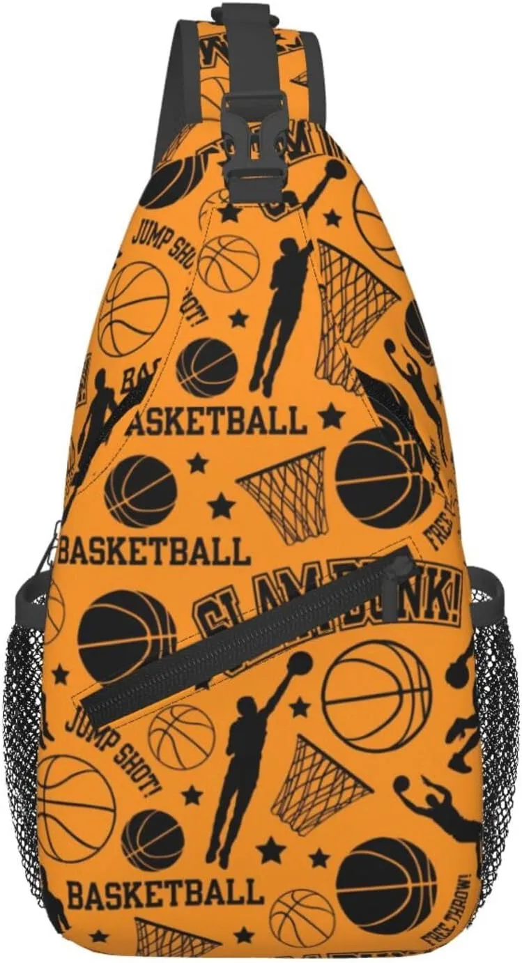 Basketball Hoop Basketball Net Dribble Jump Shot Chest Bags Crossbody Sling Bag Shoulder Bag Travel Hiking Daypack For Men Women