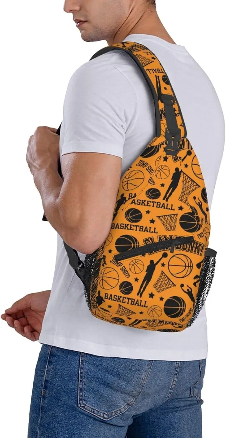 Basketball Hoop Basketball Net Dribble Jump Shot Chest Bags Crossbody Sling Bag Shoulder Bag Travel Hiking Daypack For Men Women