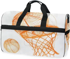 Basketball Sketch Travel Duffel Bag Luggage Sports Gym Bags With Shoes Compartment Large Capacity Lightweight Duffle Bag For Men Women