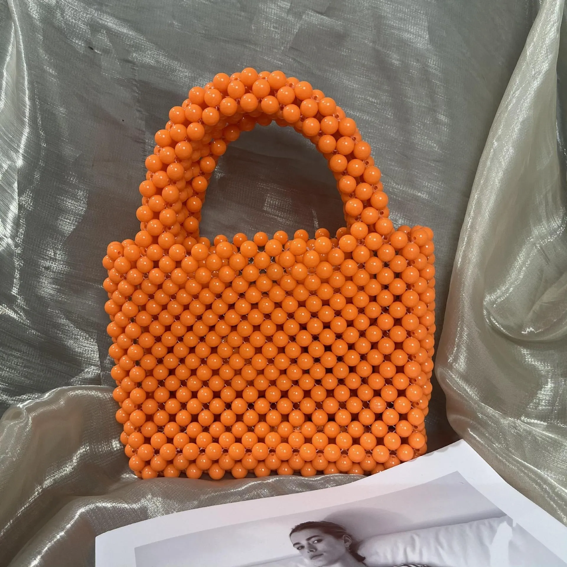Beaded Bags Fashion Solid Color Beaded Handbags