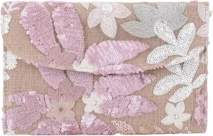 Beaded Purse Women's Floral Embroidery Sequin Purses Sparkly Flower Purse Evening Clutch for Formal Wedding
