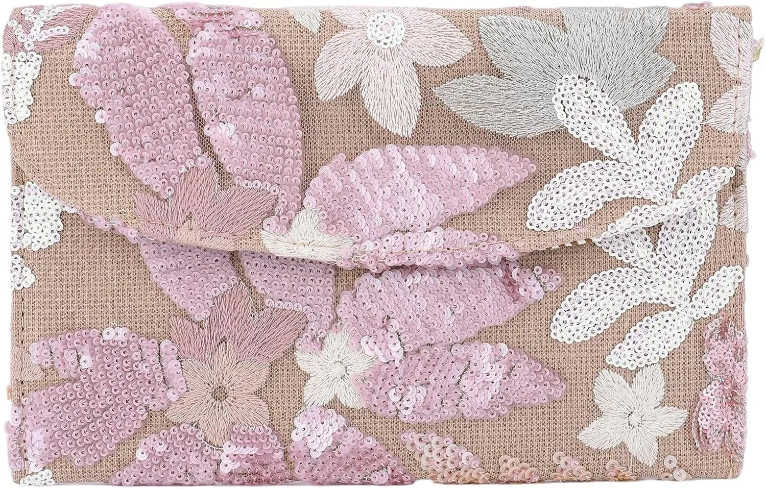 Beaded Purse Women's Floral Embroidery Sequin Purses Sparkly Flower Purse Evening Clutch for Formal Wedding