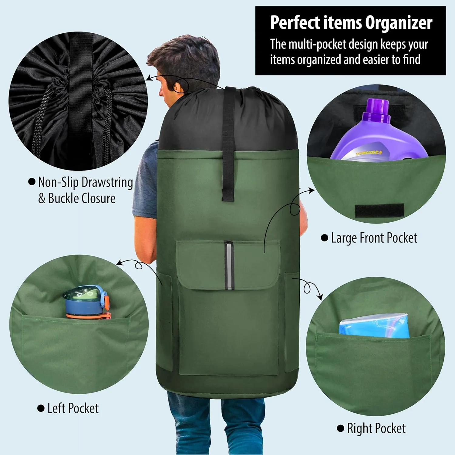 BeeGreen Laundry Backpack Bag Extra Large Heavy Duty