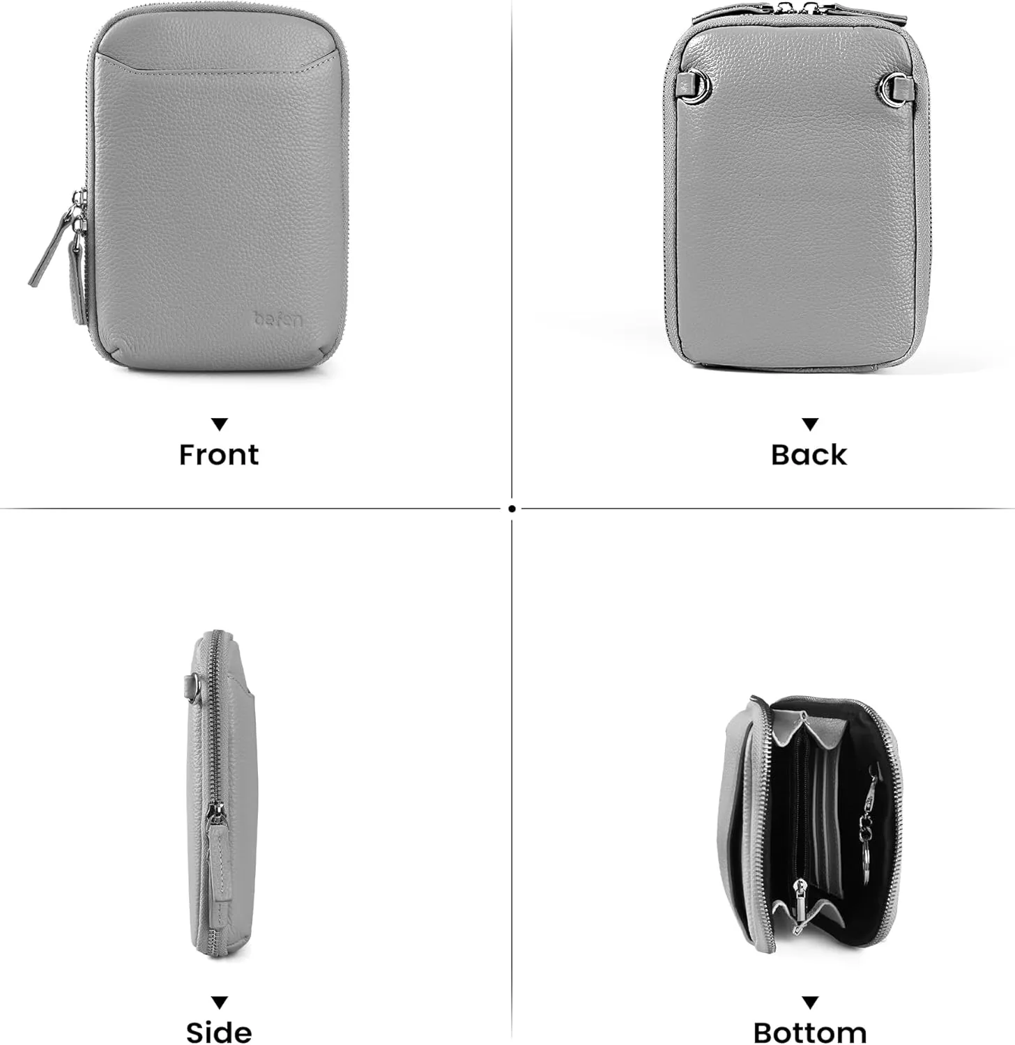 befen Genuine Leather Crossbody Cell Phone Purse for Women, Small Zip Around RFID Blocking Crossbody Wallet Bags