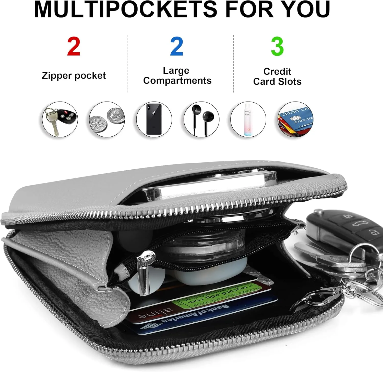 befen Genuine Leather Crossbody Cell Phone Purse for Women, Small Zip Around RFID Blocking Crossbody Wallet Bags