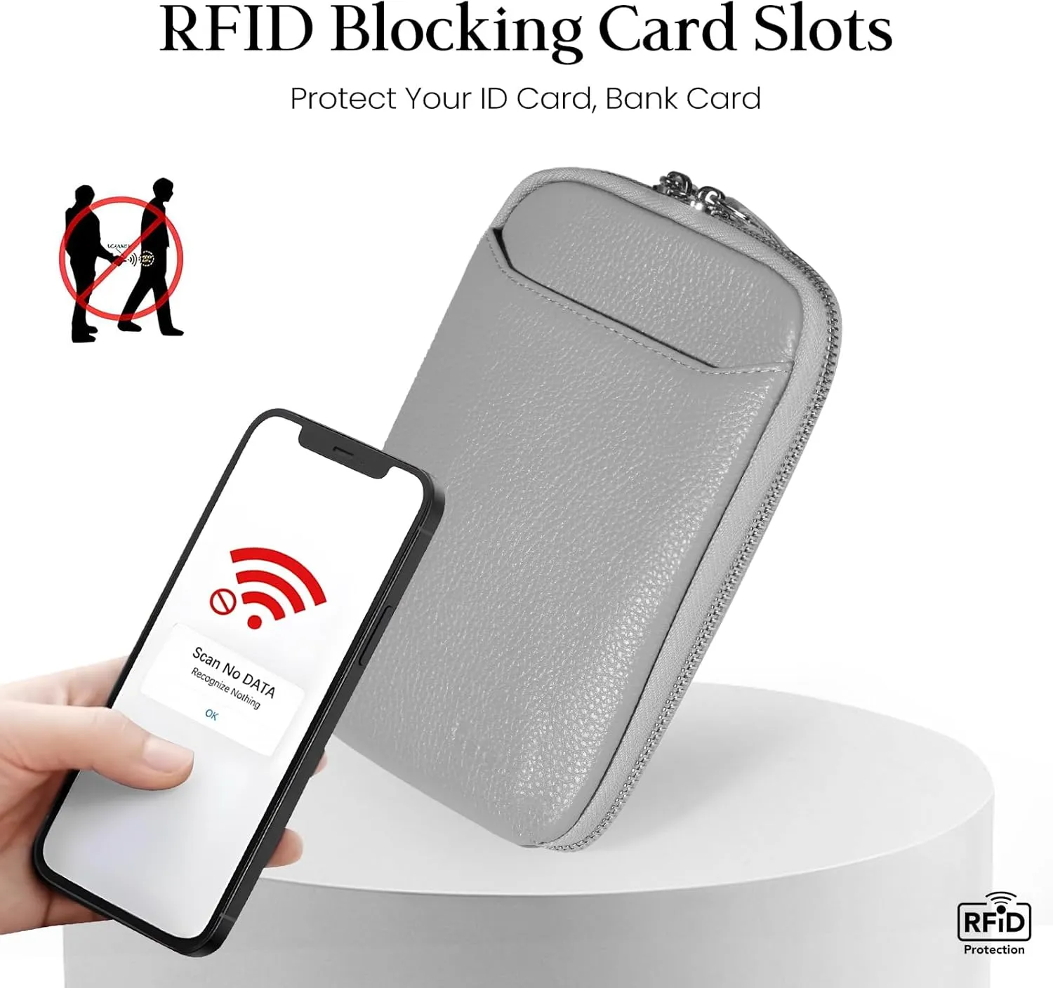 befen Genuine Leather Crossbody Cell Phone Purse for Women, Small Zip Around RFID Blocking Crossbody Wallet Bags