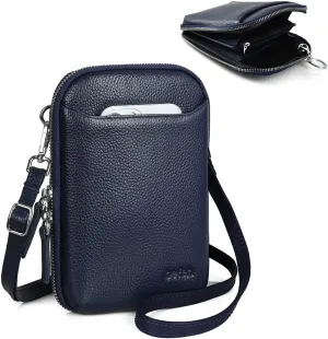 befen Genuine Leather Crossbody Cell Phone Purse for Women, Small Zip Around RFID Blocking Crossbody Wallet Bags