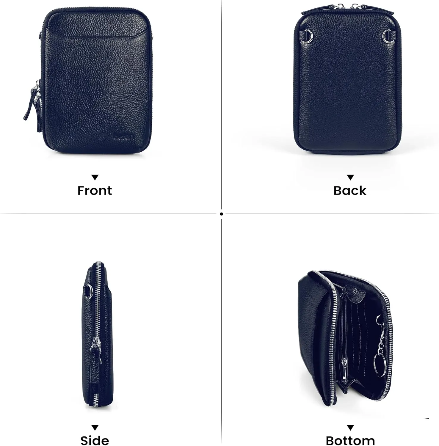 befen Genuine Leather Crossbody Cell Phone Purse for Women, Small Zip Around RFID Blocking Crossbody Wallet Bags