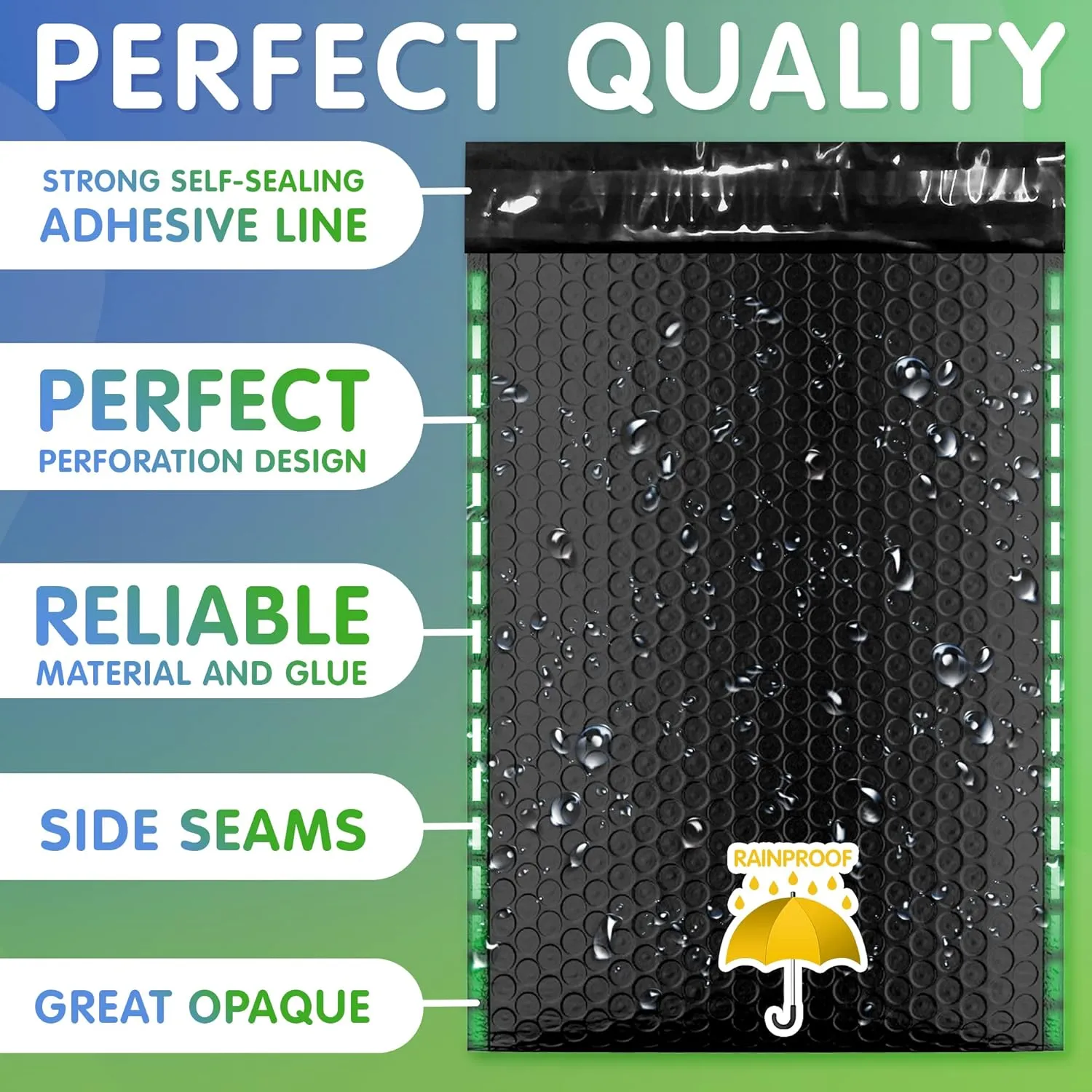 Black Poly Bubble Mailers Self Seal, 10.5 x 15 Inch. 25 Pack Bubble Packaging Envelopes for Shipping. Durable Sealed Mailing Envelopes Bubble Padded. Waterproof Bubble Bags for Shipping