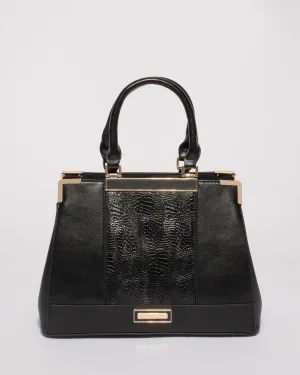 Black Zoe Plate Tote Bag