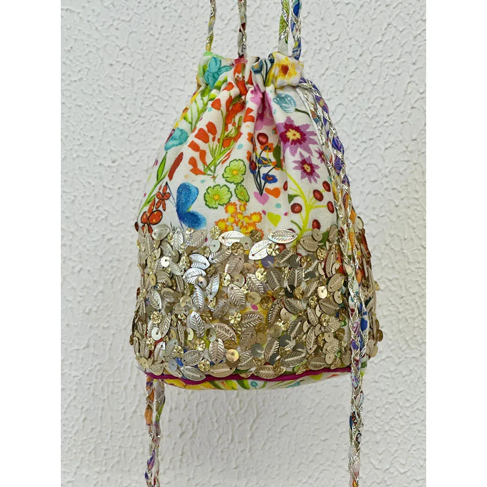 Blushing Couture by Shafali Ivory and Gold Potli Bag