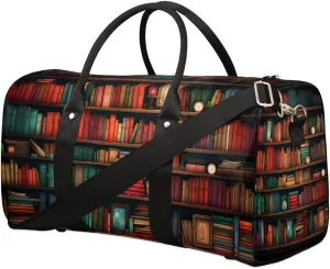 Bookshelf Painting Travel Duffel bag for Men Women Weekender Overnight Bag Gym Bag Carry On Luggage Bags for Yoga Workout Sports