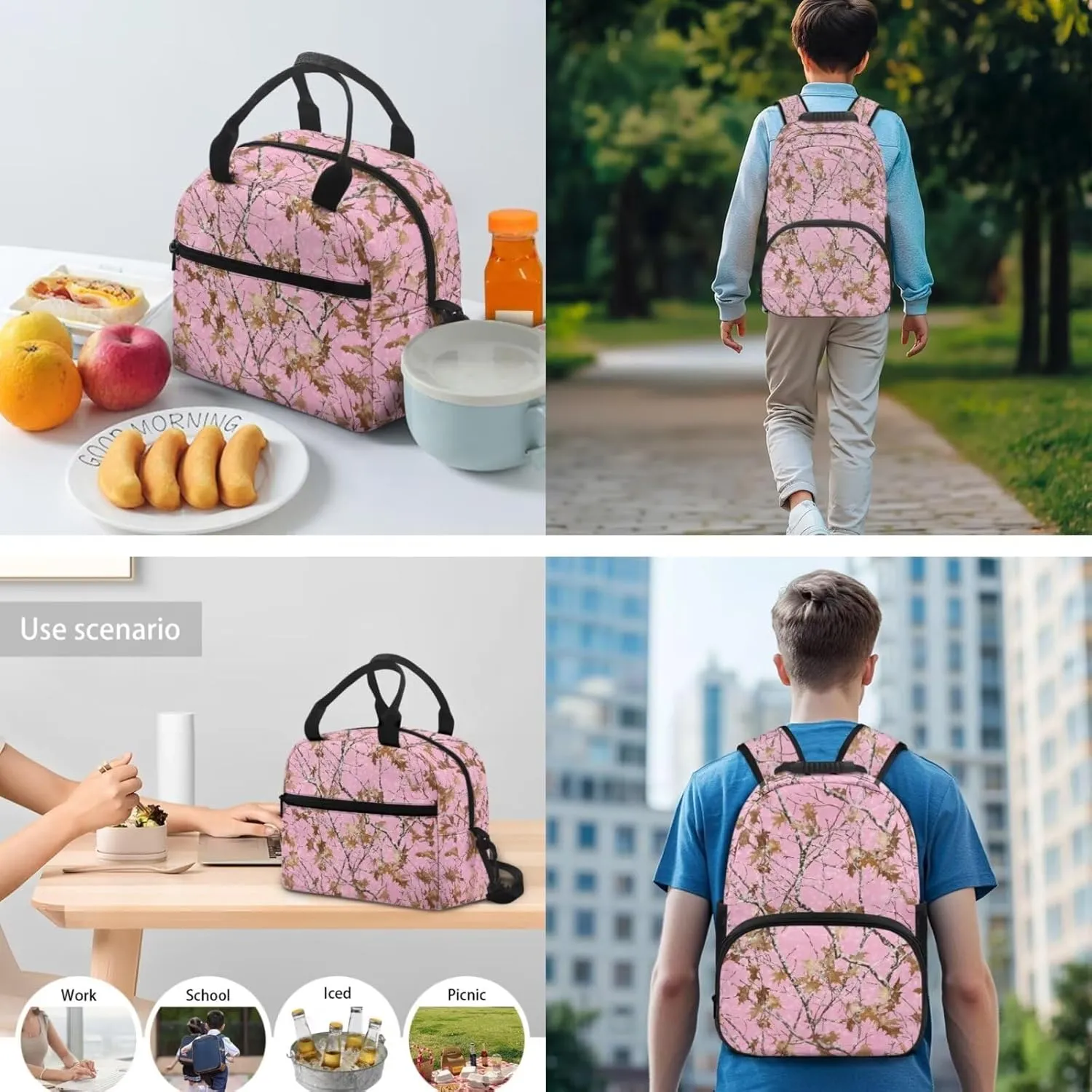 Branch Backpack Set for Girls,School Bags with Lunch Box Pencil Case,Bookbag Set for Teen Girls Elementary Students
