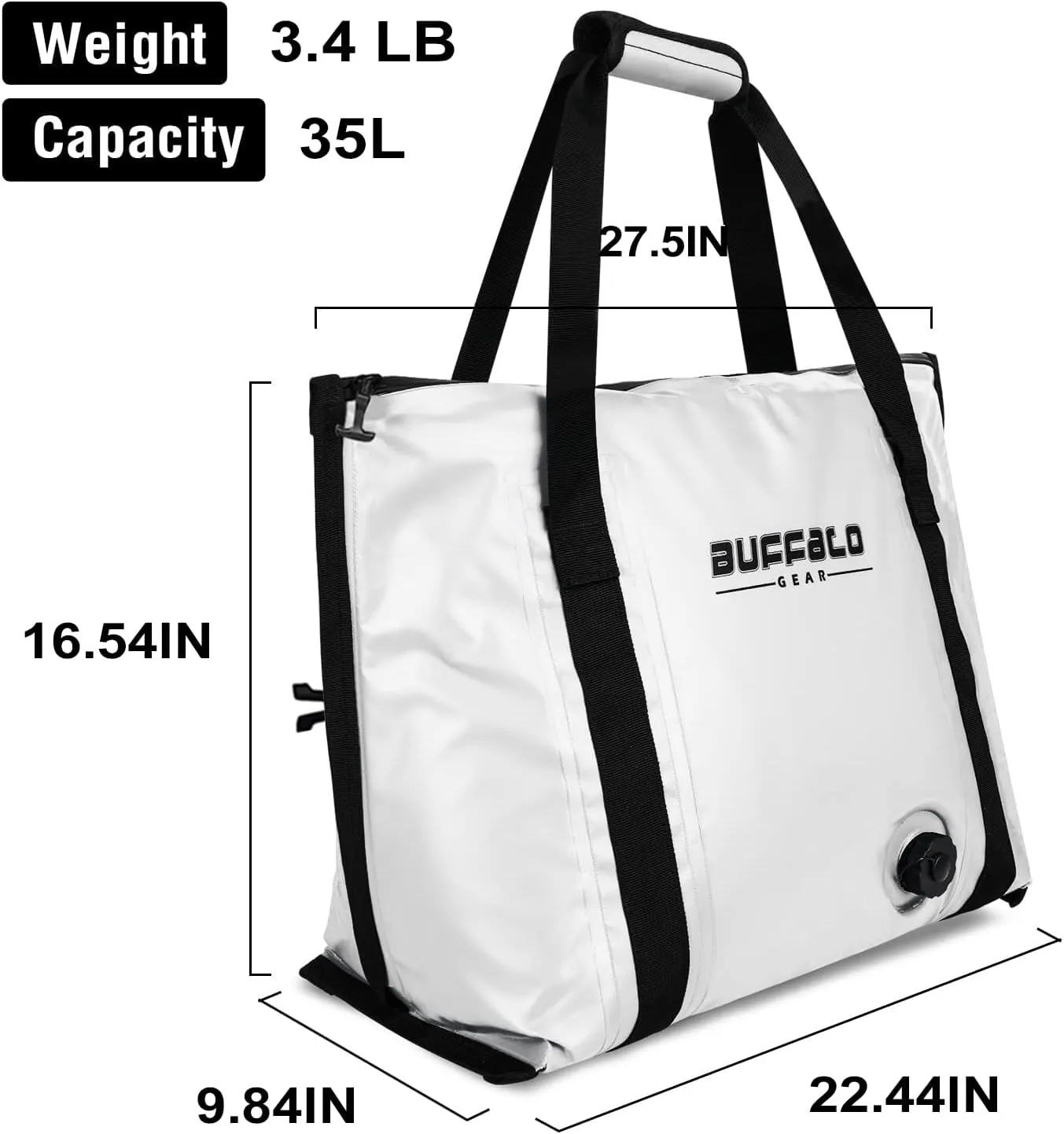 Buffalo Gear Insulated Fish Cooler - 27.5QT 58QT Waterproof Flat Bottom Bag, Leakproof and Fishing Kill Bag