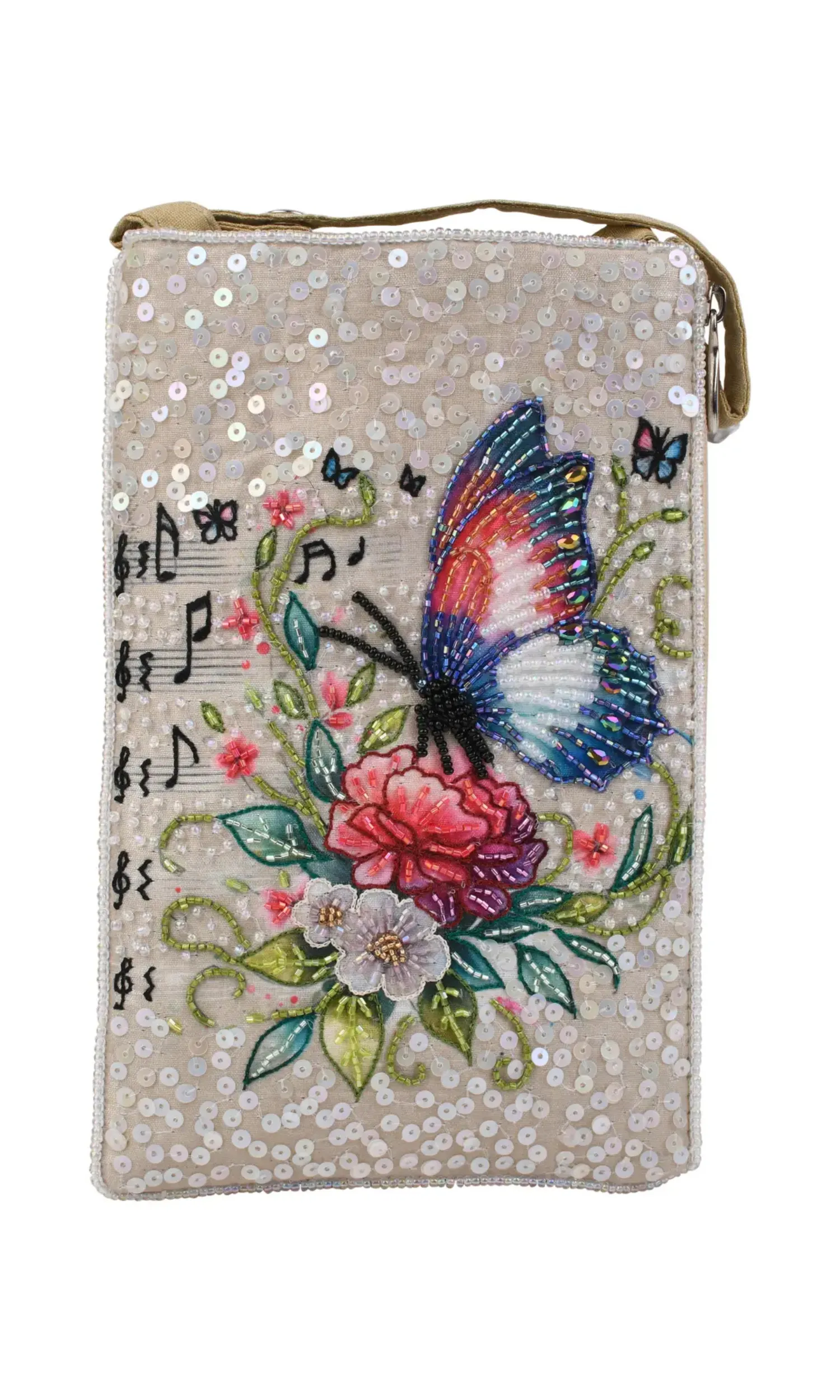 Butterfly Musical Beaded Crossbody Bag