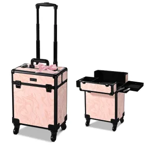 BYOOTIQUE Rolling Makeup Train Case on Wheels Cosmetology Organizer Box Professional Aluminum Cosmetic Trolley Travel Suitcase for Salon Barber Hairstylist Artist,CoyoteButtes Dusk