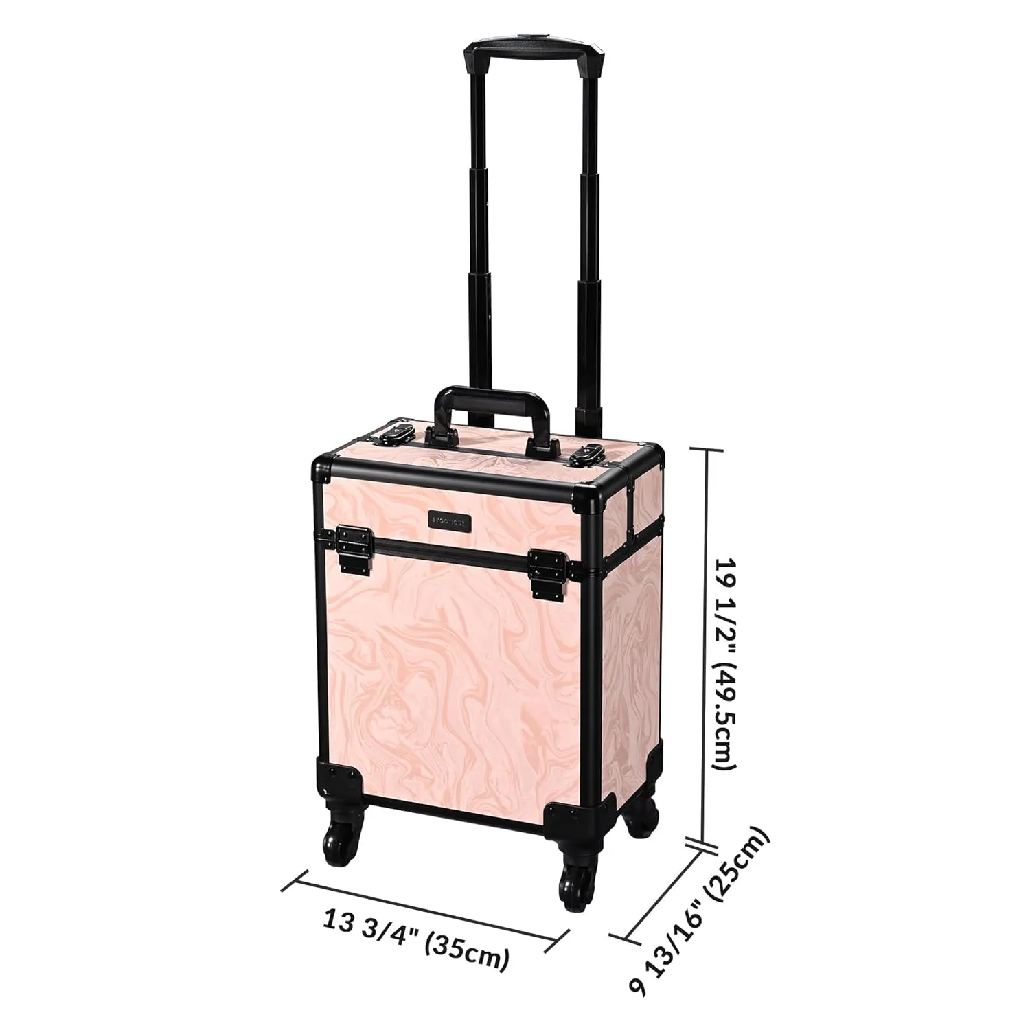 BYOOTIQUE Rolling Makeup Train Case on Wheels Cosmetology Organizer Box Professional Aluminum Cosmetic Trolley Travel Suitcase for Salon Barber Hairstylist Artist,CoyoteButtes Dusk