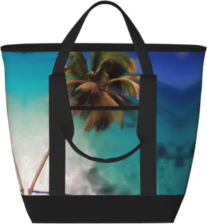 Caribbean Islands Cooler Bag Grocery Bags Large Freezer Thermal Food Delivery Bag to Keep Frozen Food Cold and Hot Food