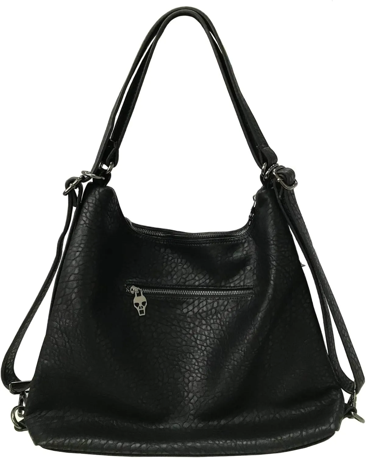 Chikencall Over-size Studded Skull Shoulder Bag for Women and Men, 3 Ways Multifunction Backpack Punk Rivet Crossbody Bags Handbag and Pursesr Bags (Black-skull)