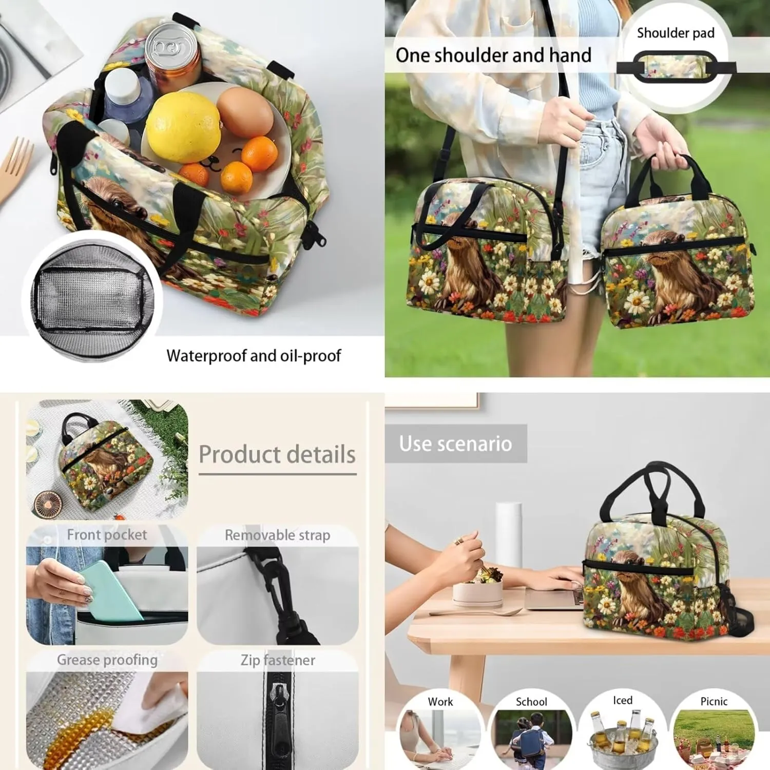 Children School Backpack Sloth Animal Book Bags for Boys Girls Travel Picnic for lunch Bag Pen Case 3 Pieces for kids Acceptable Customized