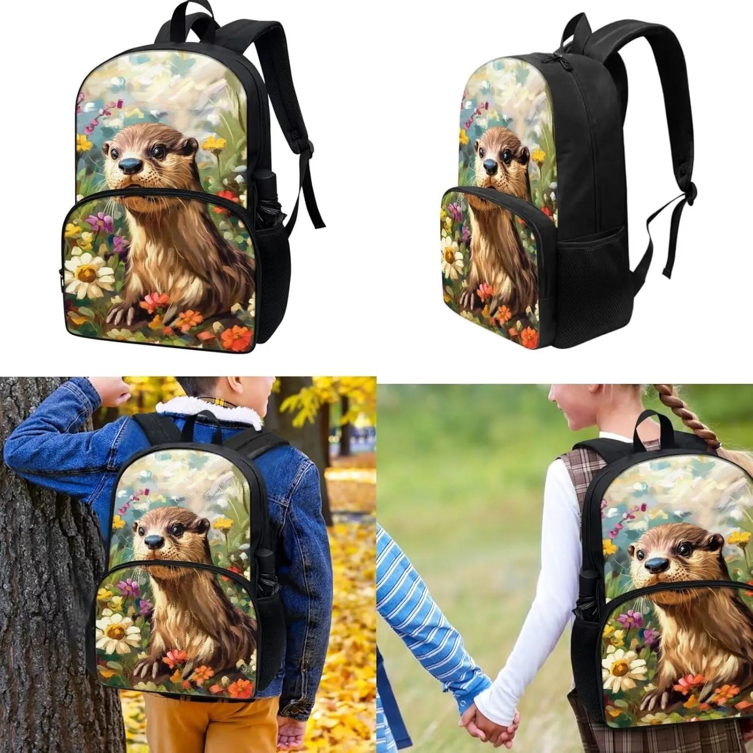 Children School Backpack Sloth Animal Book Bags for Boys Girls Travel Picnic for lunch Bag Pen Case 3 Pieces for kids Acceptable Customized
