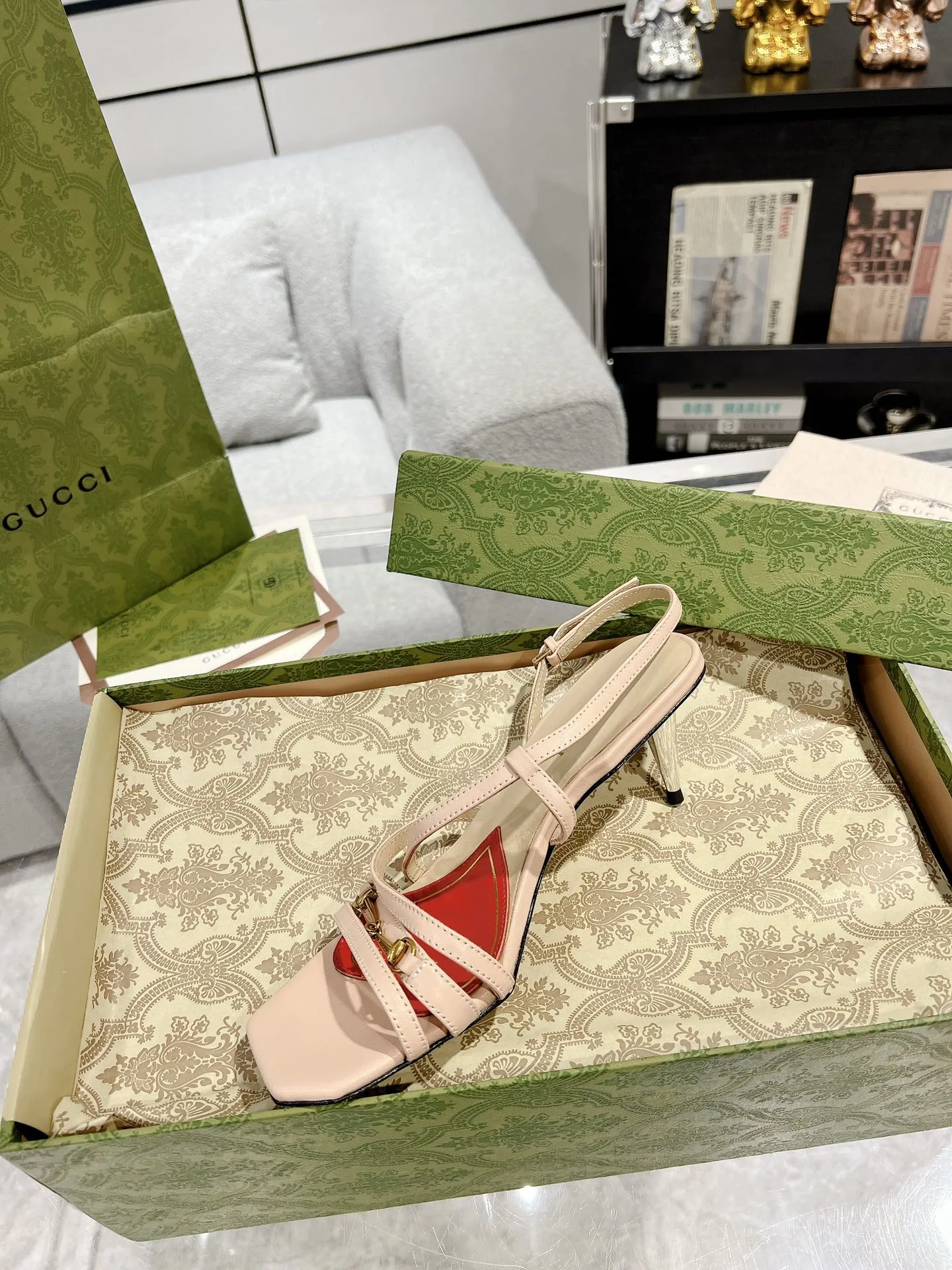 CLASSIC HEEL Discount coupons SANDAL GG STRAPPY CALFSKIN Gucci PINK PASTEL Affordable delivery