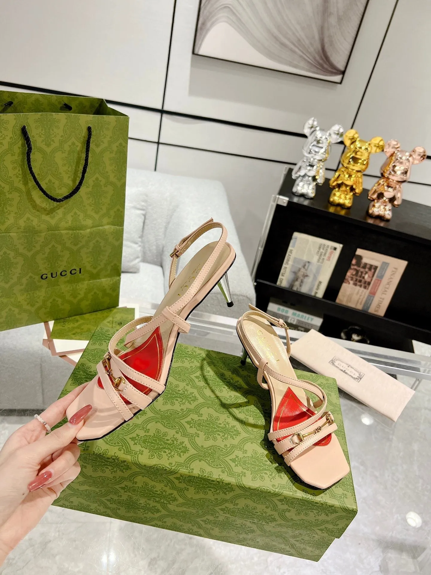 CLASSIC HEEL Discount coupons SANDAL GG STRAPPY CALFSKIN Gucci PINK PASTEL Affordable delivery