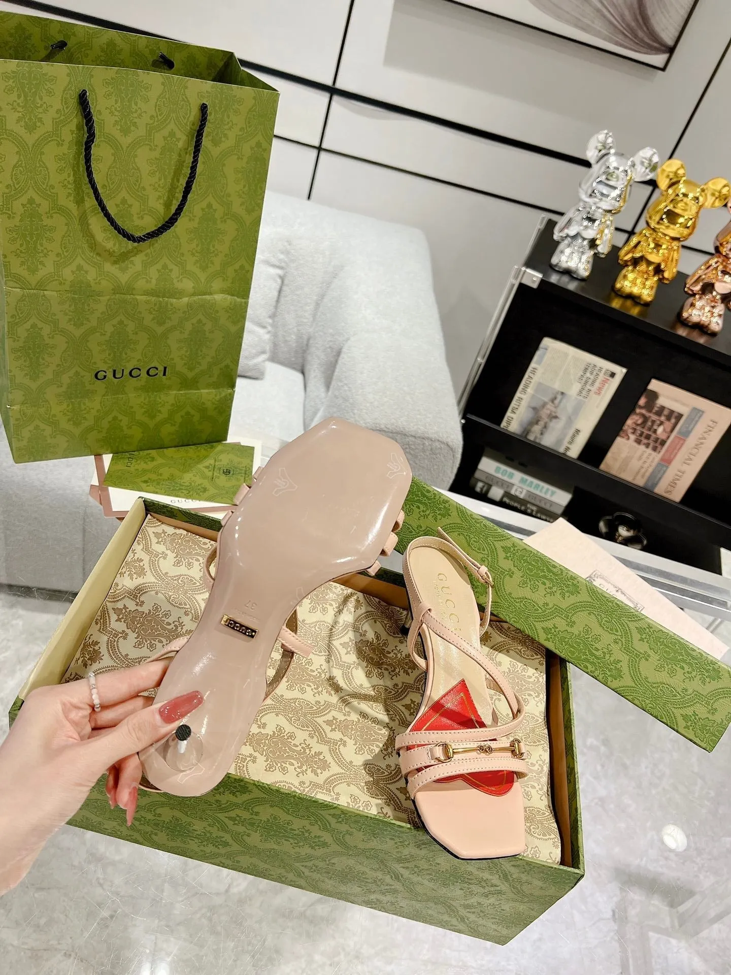 CLASSIC HEEL Discount coupons SANDAL GG STRAPPY CALFSKIN Gucci PINK PASTEL Affordable delivery