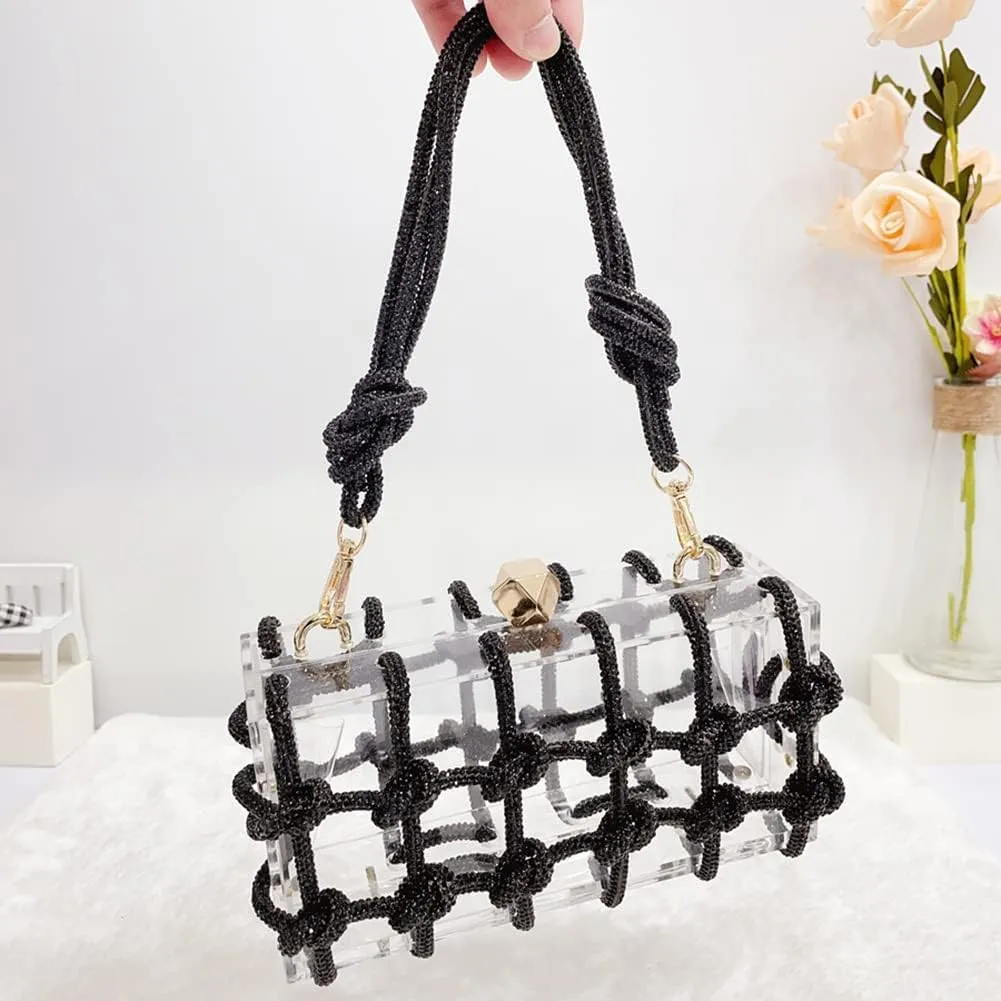Clear Acrylic Bag Rhinestone Acrylic Clutch Crystal Evening Purses for Women Glitter Handbag for Wedding Cocktail Party Prom