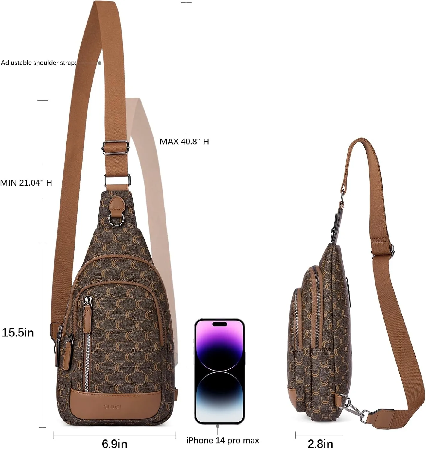 CLUCI Crossbody Bags for Women - Sling Backpack Travel Bag in Leather