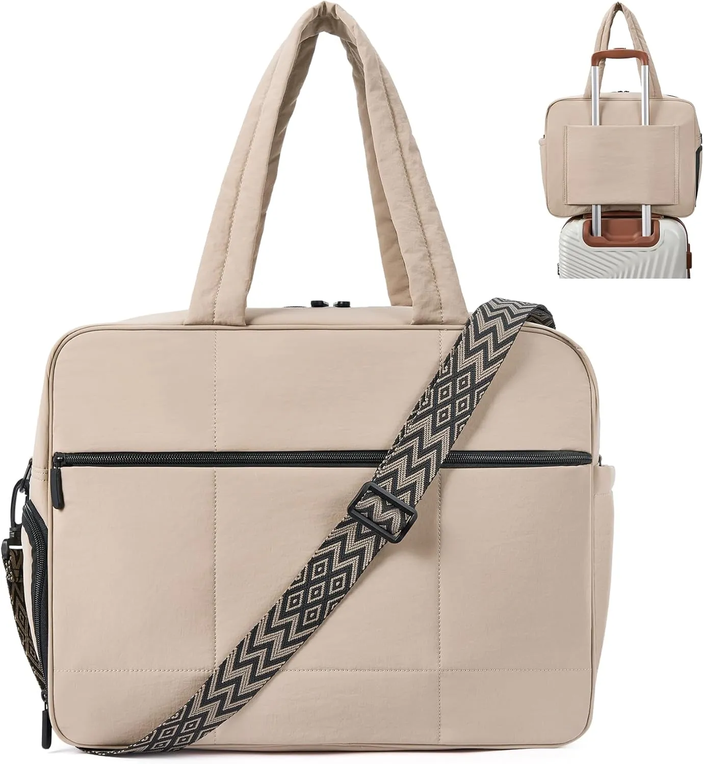 CLUCI Weekender Travel Bag for Women Puffer Tote Bag Carry On Duffle Overnight Bags with Shoe Compartment