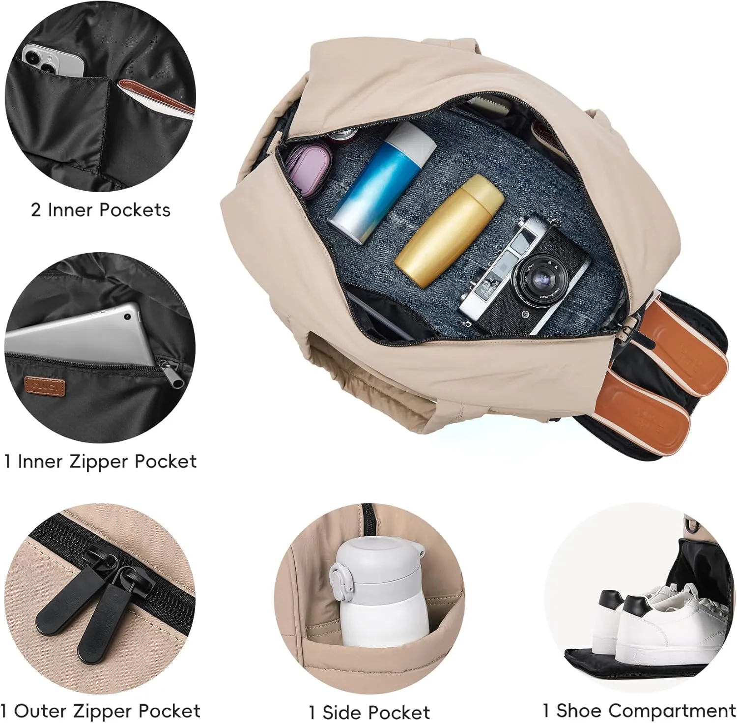 CLUCI Weekender Travel Bag for Women Puffer Tote Bag Carry On Duffle Overnight Bags with Shoe Compartment