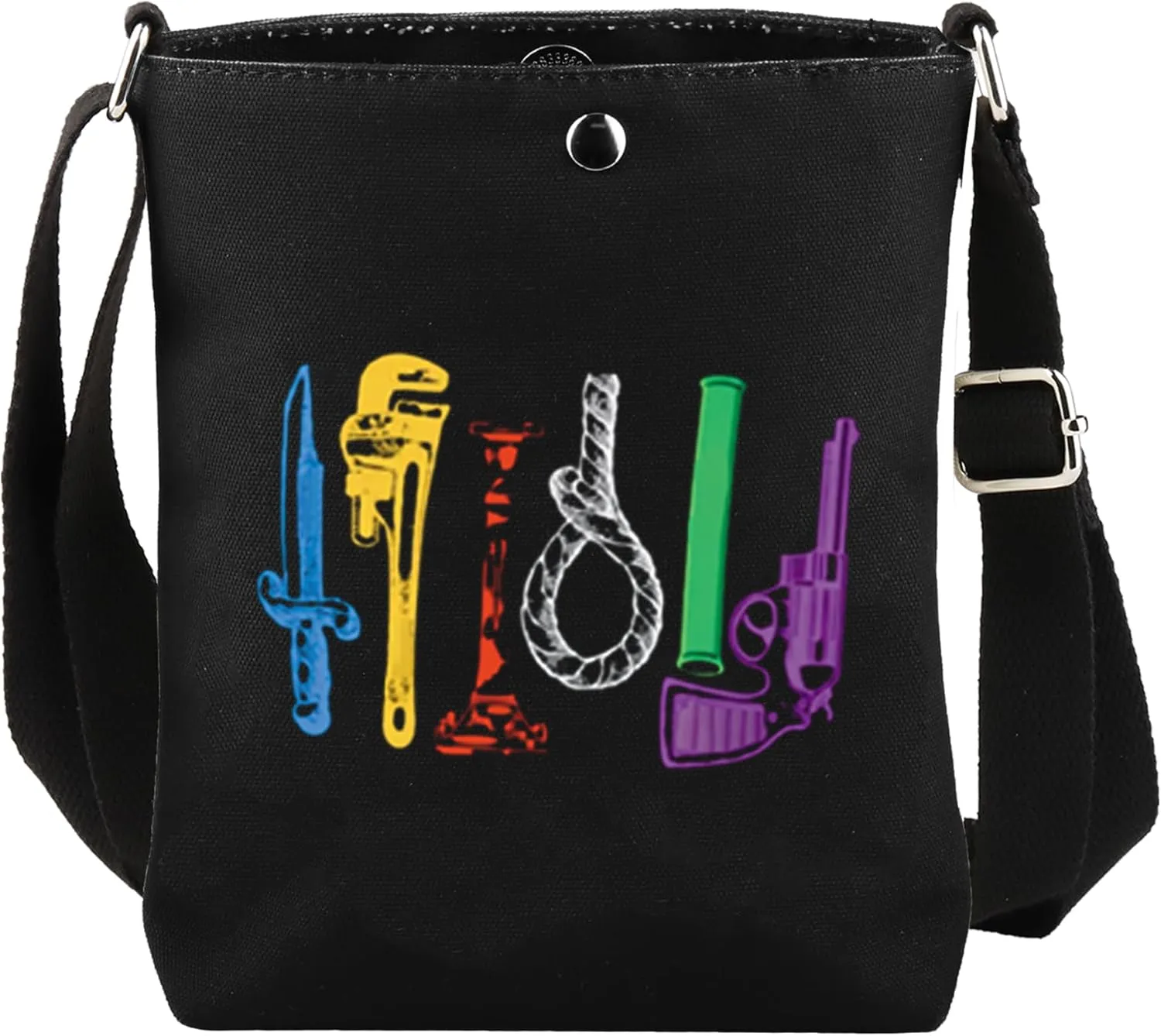 CMNIM Clue Movie Merchandise Get A Clue Crossbody Bag Choose Your Weapon Messenger Comedy Murder Mystery Lover Gift for Fans