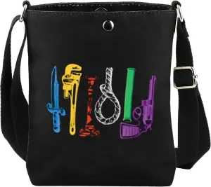 CMNIM Clue Movie Merchandise Get A Clue Crossbody Bag Choose Your Weapon Messenger Comedy Murder Mystery Lover Gift for Fans