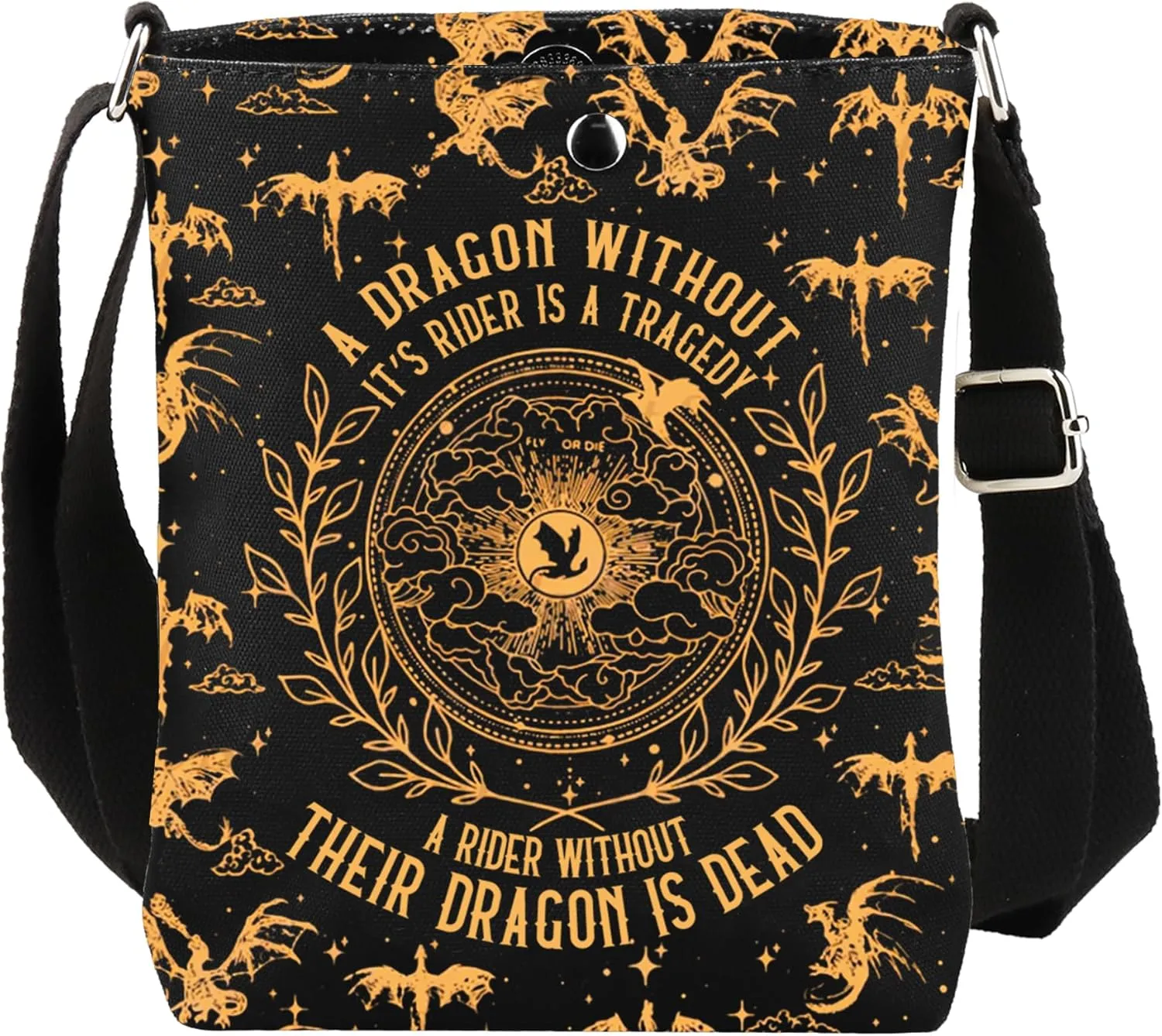 CMNIM FWing Book Merch Gifts Dragon Rider Adjustable Crossbody Bag for Fans A Rider Without Their Dragon Is Dead Shoulder