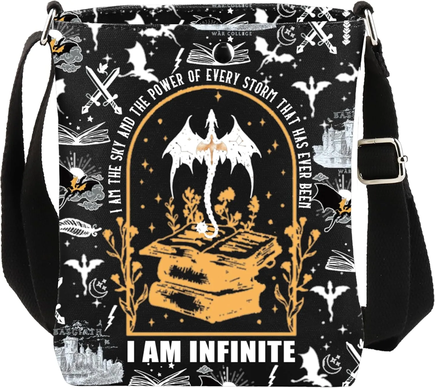 CMNIM FWing Merch Dragon Rider Gifts I Am The Sky And The Power Of Every Storm Crossbody Bag YA Fantasy Books Series Gifts