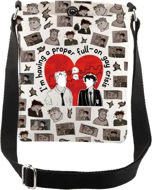 CMNIM Heart-Merch I'm Having a Proper Full-On Gay Crisis Crossbody Bag Shoulder Bag LGBTQ Gifts for Fans