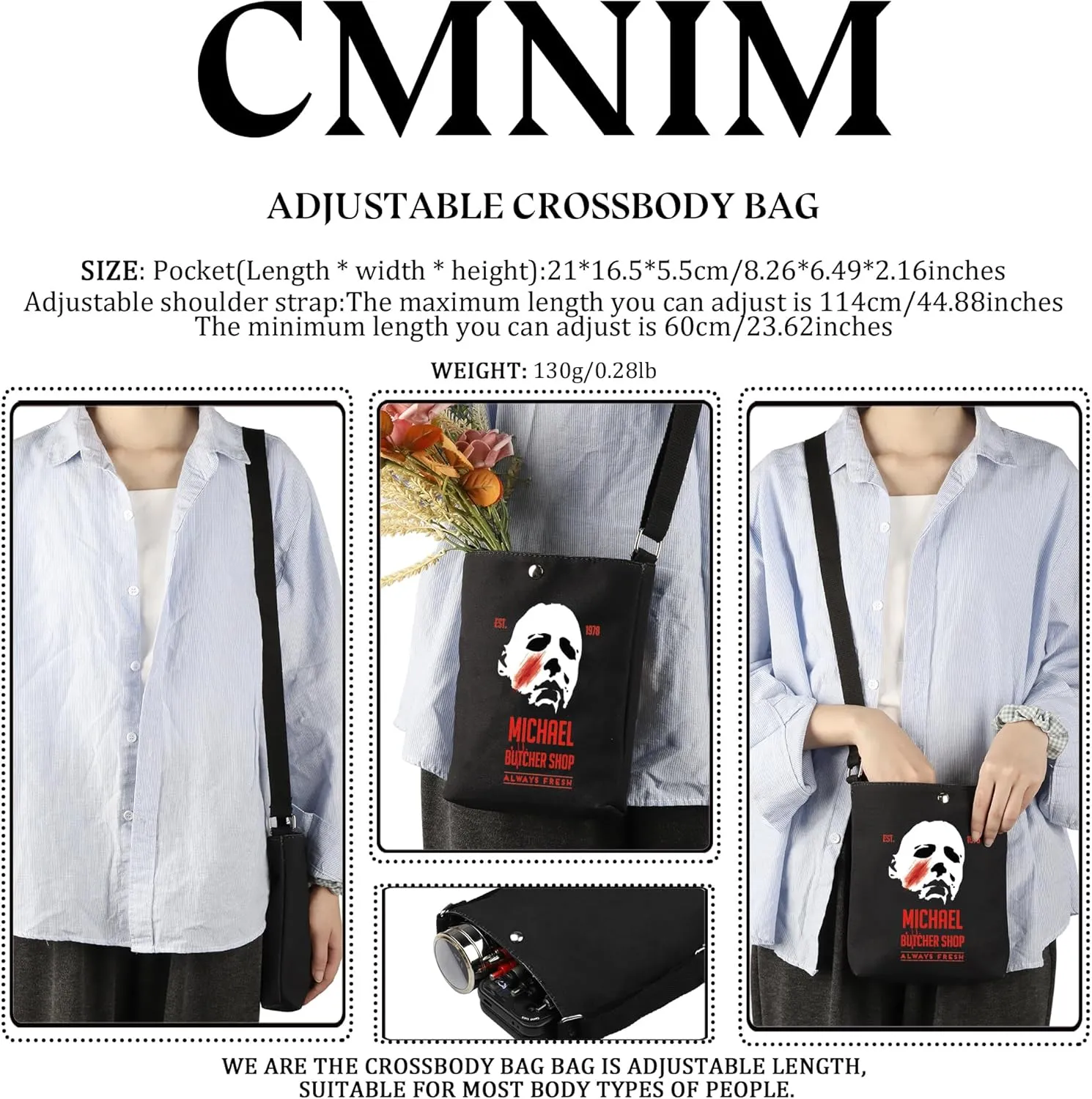 CMNIM Horror Movie Merchandise Gifts Michael Butcher Shop Always Fresh Crossbody Bag TV Show Inspired Horror Gifts for Fans