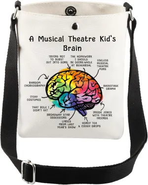 CMNIM Musical Theatre Gifts Theatre Musical Crossbody Bag A Musical Theatre Kid's Brain Gifts for Theater Nerd Shoulder Bag