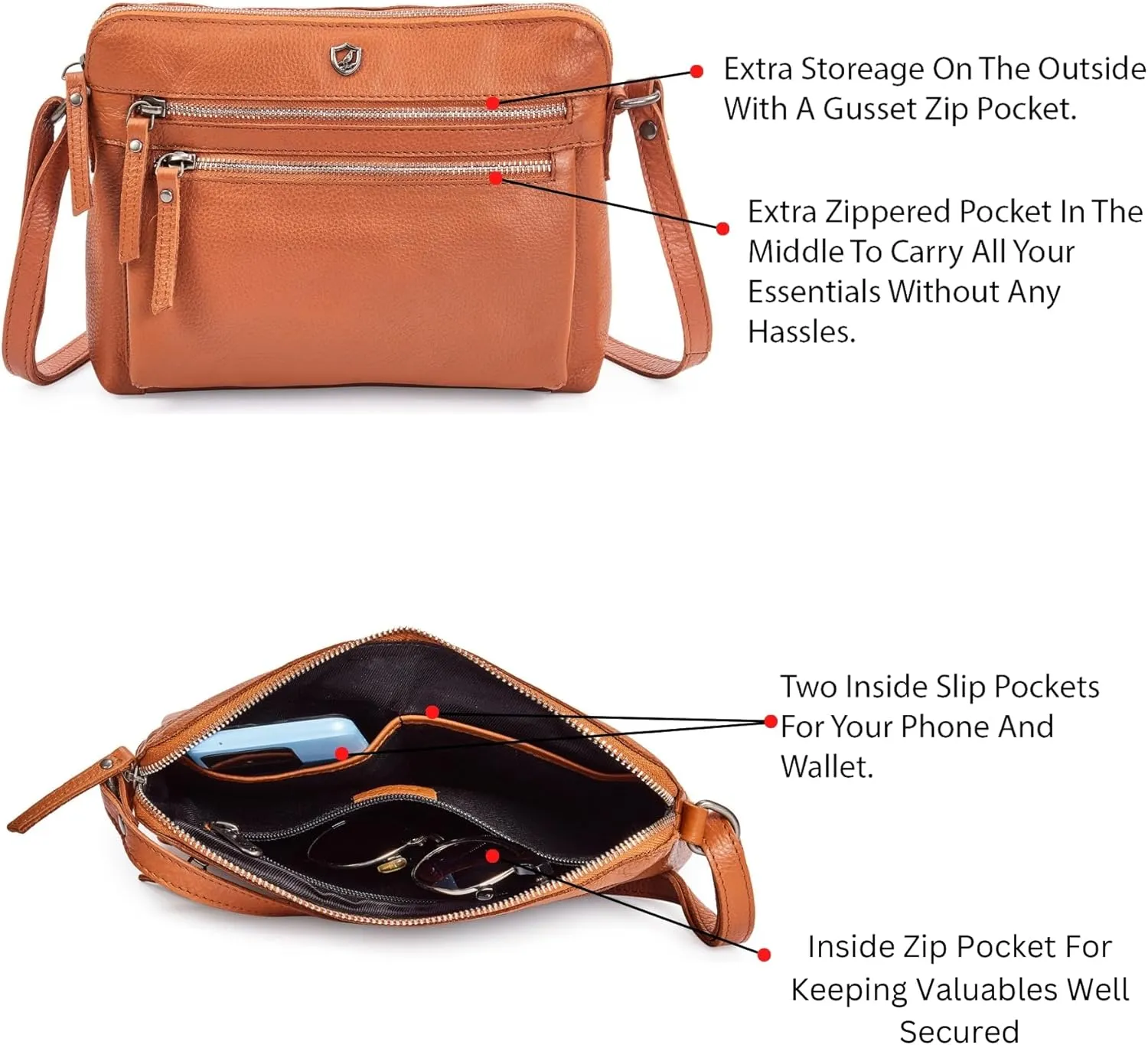 Cochoa Real Leather Soft Crossbody Bags for Women Small Purse Trendy Shoulder Sling Travel Crossover