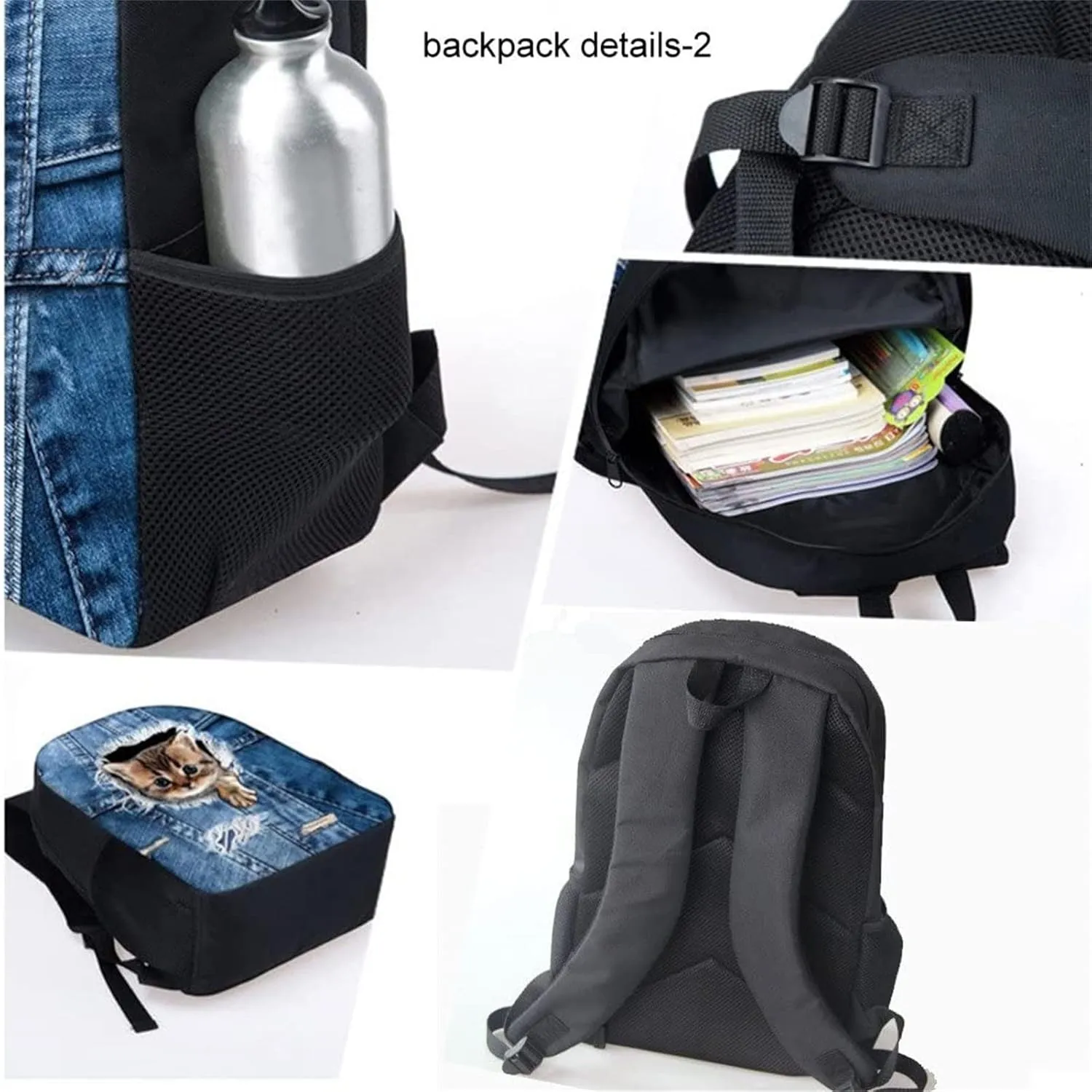 Coloranimal Running Horse School Bags Backpack Sets with Lunch Box Pencilcase Pen Pouch 3Pcs Kids Bagpack for Girls Boys