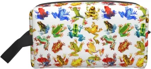 Colorful Frogs Travel Toiletry Bag for Men Women Waterproof Hanging Dopp Kit Wash Bags Lightweight Shaving Bag Portable Cosmetic Makeup Bag with Handle for Shower Toiletries Accessories