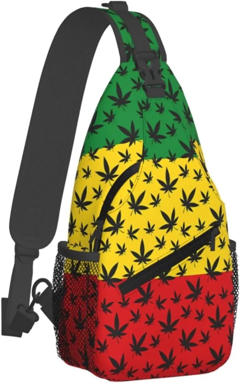 Colourful Marijuana Leaf Chest Bags Crossbody Sling Bag Shoulder Bag Travel Hiking Daypack For Men Women
